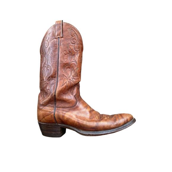 Vtg Justin 1879 Style 1651 Marbled Deerlite Cowboy Boots Mens 9 D Brown Western main image 9